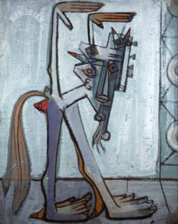 Gouache on paper
<br>106 x 85 cm (41 3/4 x 33 1/2 in.)
<br>Collection Museo Nacional de Bellas Artes, La Habana Le Roi de bilboquet, 1942 - Wifredo Lam