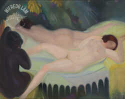 Nu, 1926
<br>Oil on canvas
<br>65 x 80 cm (25 5/8 x 31 1/2 in.)
Private collection Nu, 1926 - Wifredo Lam