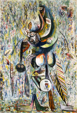 Oil on canvas
<br>184,2 x 128,3 cm (72 1/2 x 50 1/2 in.) Mofumbe, 1943 - Wifredo Lam