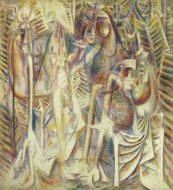 Oil on canvas
<br>210 x 190 cm (82 5/8 x 74 3/4 in.)
<br>Private collection Harpe Astrale, 1944 - Wifredo Lam