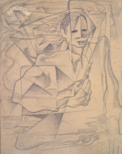Pencil on paper
<br>30 x 24 cm
<br>Private collection Autoportrait, ca 1934 - Drawings - Wifredo Lam