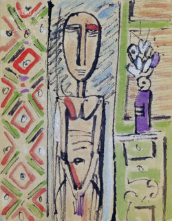 Ink and watercolor on paper
<br>14 x 11 cm
<br>Private collection Femme dans un intérieur, 1938 - Drawings - Wifredo Lam