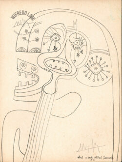 Pencil and China ink on paper
<br>22 x 17 cm (8 5/8 x 6 5/8 in.)
<br>Private collection Untitled, 1941 - Drawings - Wifredo Lam