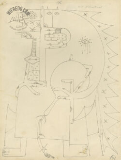 Pencil and China ink on paper
<br>22 x 17 cm (8 5/8 x 6 5/8 in.)
<br>Private collection Untitled, 1941 - Drawings - Wifredo Lam